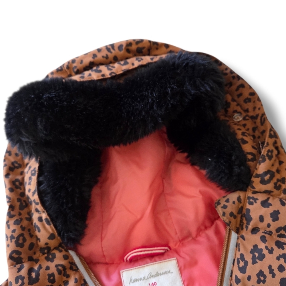 Hanna Andersson Leopard Print Girls Down Jacket 140 Size 10 - Picture 8 of 15